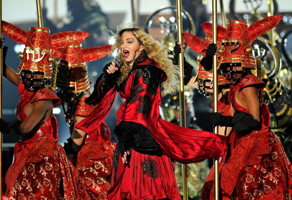 Madonna performs during her "Rebel Heart" tour at Bridgestone Arena Monday Jan. 18, 2016, in Nashville, Tenn.