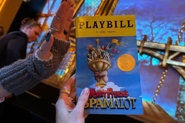 <p>Brie Larson/ Instagram</p> Brie Larson shows off "Spamalot" playbill