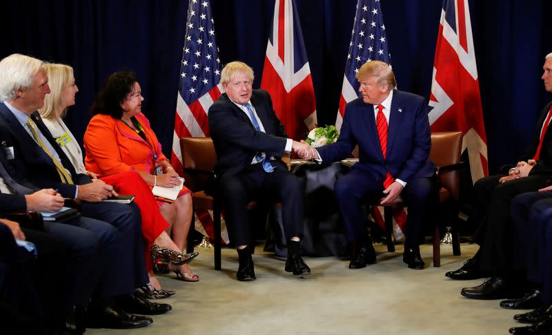 FILE PHOTO: U.S. President Trump meets with British Prime Minister Johnson on sidelines of U.N. General Assembly in New York City