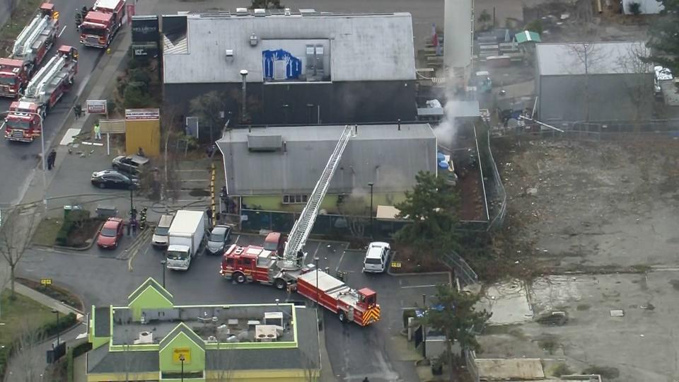 Chopper 7 was over The Dog Resort in Seattle's Lake City neighborhood, where a fire broke out.