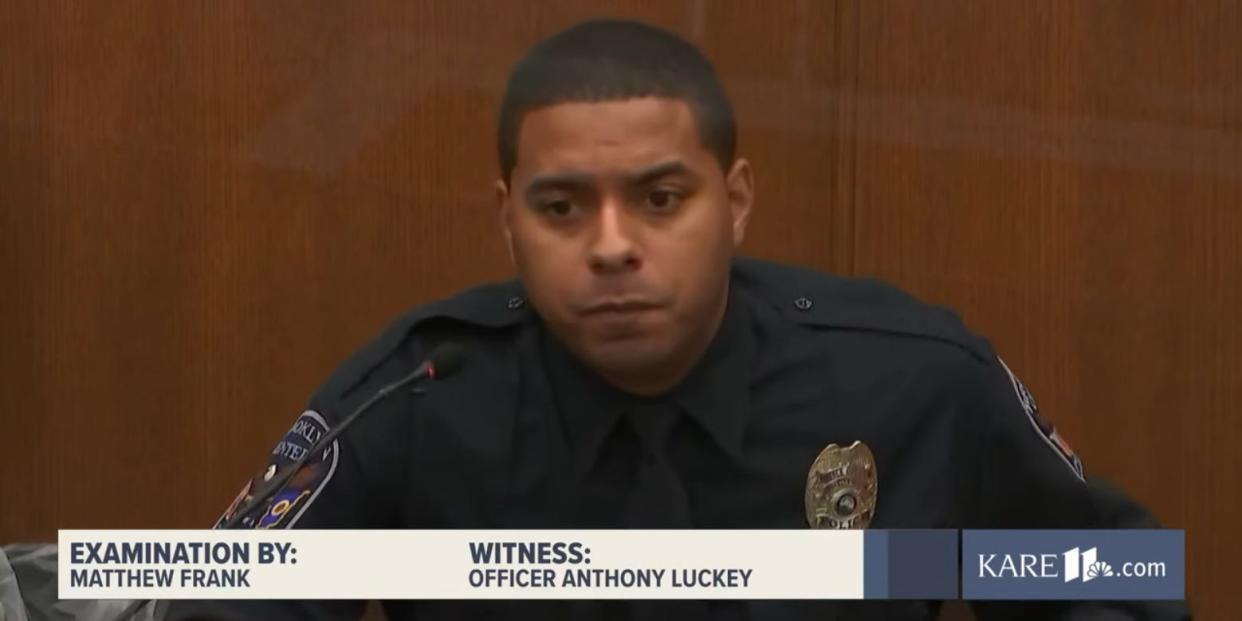 Officer Anthony Wright testifies in court.