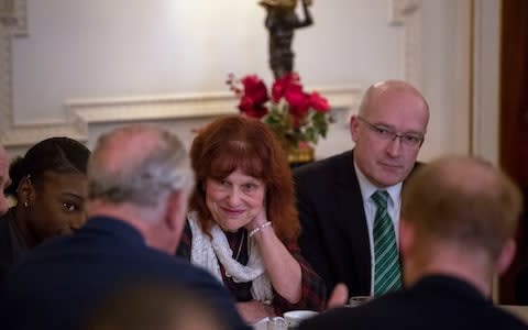 Margaret and Barry Mizen, the parents of murdered teenager, Jimmy Mizen, talk to the Prince of Wales and the Duke of Sussex - Credit: PA