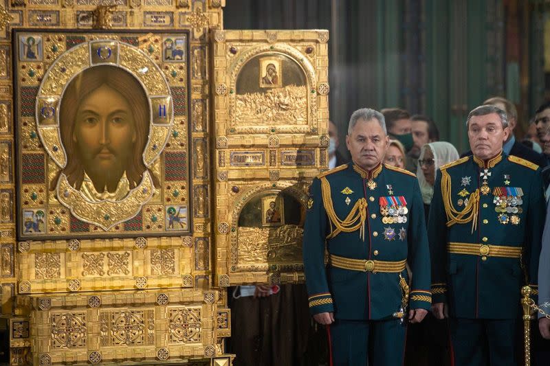 Service consecrating the new Resurrection of Christ Cathedral, outside Moscow