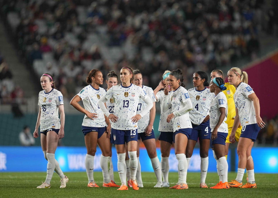 The U.S. team looks on during the FIFA Women's World Cup match against Portugal on Aug. 1. (Ulrik Pedersen/DeFodi Images via Getty Images)