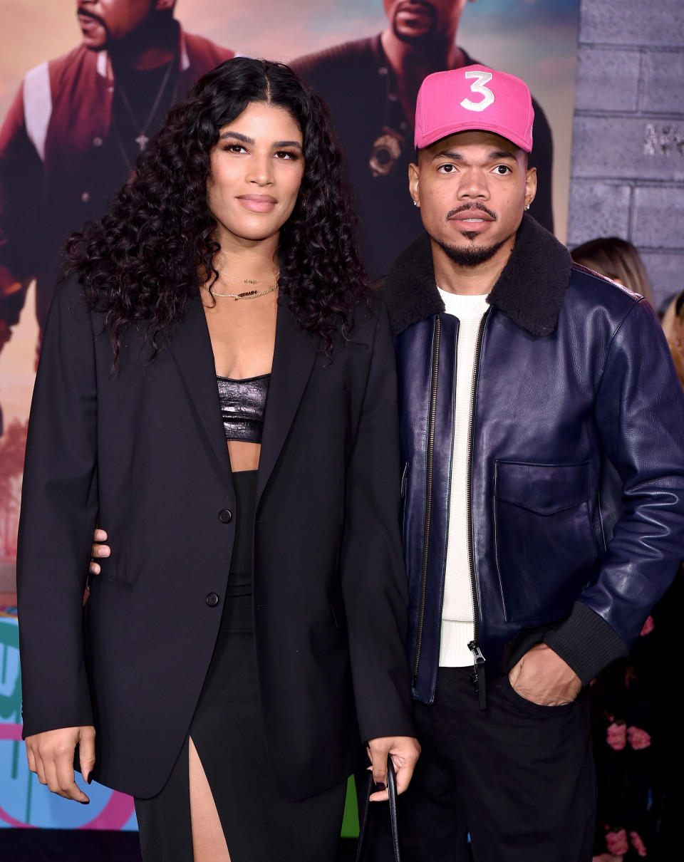 HOLLYWOOD, CALIFORNIA – JANUARY 14: Chance the Rapper and Kirsten Corley attend the Premiere of Columbia Pictures’ “Bad Boys for Life” at TCL Chinese Theatre on January 14, 2020 in Hollywood, California.