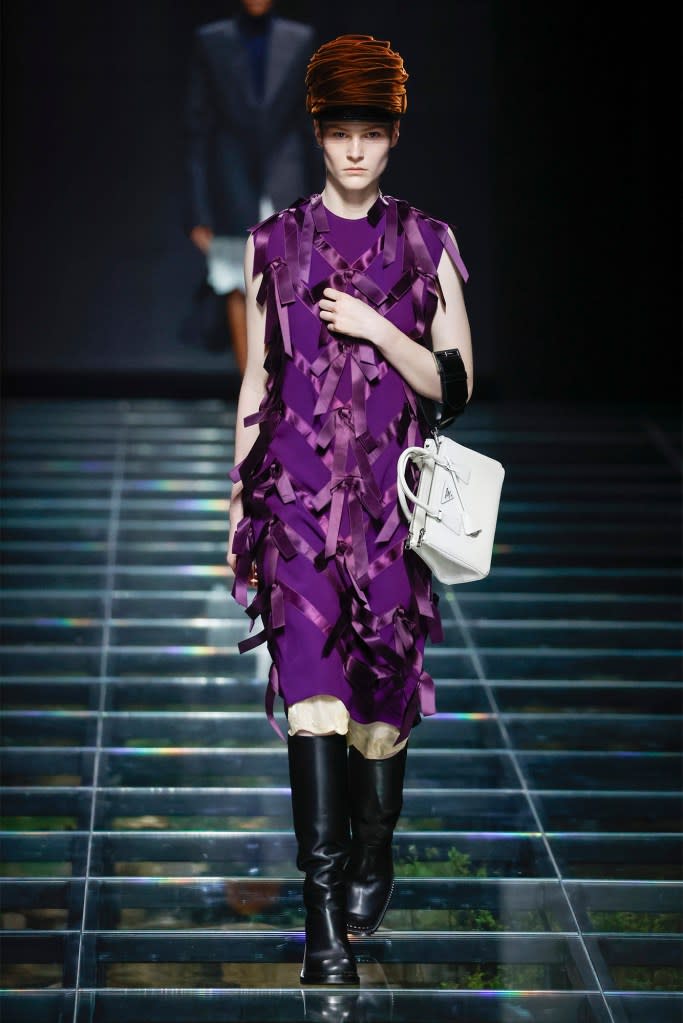 A model walking in the Prada Ready to Wear Fall/Winter 2024-2025 fashion show. Gamma-Rapho via Getty Images