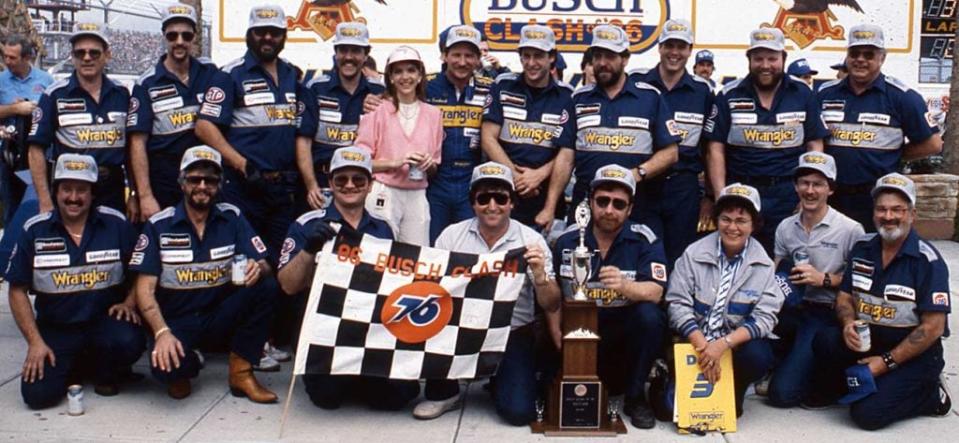 Lane at Daytona International Speedway after a Busch Clash win.