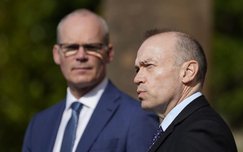 Simon Coveney (left) pictured with Chris Heaton-Harris, the new Northern Ireland Secretary - Niall Carson/PA Wire