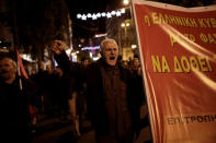 Protesters shout slogans during a demonstration against the visit of Turkish President Tayyip Erdogan in Athens, Greece, December 7, 2017. REUTERS/Alkis Konstantinidis