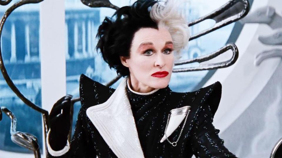 Glenn Close as Cruella de Vil in a scene from the 1996 film 101 Dalmatians.