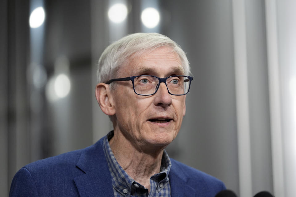 FILE - Wisconsin Gov. Tony Evers speaks Thursday, Jan. 25, 2024, in Superior, Wis. Wisconsin Democratic Gov. Tony Evers signed new legislative district maps into law on Monday, Feb. 19 that he proposed and that the Republicans who control the Legislature passed to avoid having the liberal-controlled state Supreme Court draw the lines. (AP Photo/Alex Brandon, File)