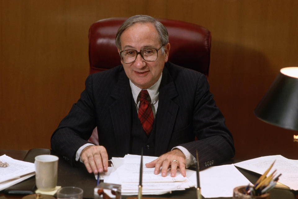 Federal Judge Harold Greene sits in his office in the United States District Courthouse in Washington, DC. (Photo by © Wally McNamee/CORBIS/Corbis via Getty Images)