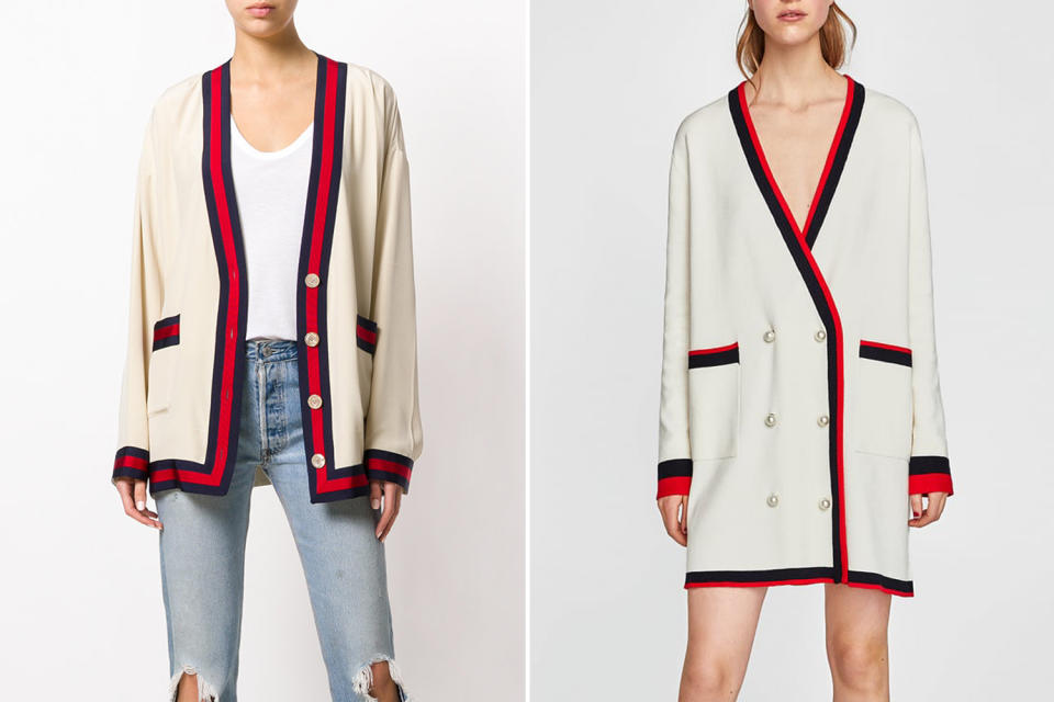 Links Gucci, rechts Zara – Preisunterschied: 1150 Euro. (Bilder: Farfetch.com, Zara.com/de)