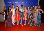 <p>Disney gathered the voices behind some of its greatest princess movies for a special scene in the <em>Wreck-It Ralph 2, </em>including Paige O’Hara (Belle), Irene Bedard (Pocahontas), Mandy Moore (Rapunzel), Auli’i Cravalho (Moana), Sarah Silverman (Vanellope von Schweetz), Kristen Bell (Anna), Kelly Macdonald (Merida), Anika Noni Rose (Tiana), Linda Larkin (Jasmine), and Jodi Benson (Ariel) (Photo: Getty Images for Disney) </p>