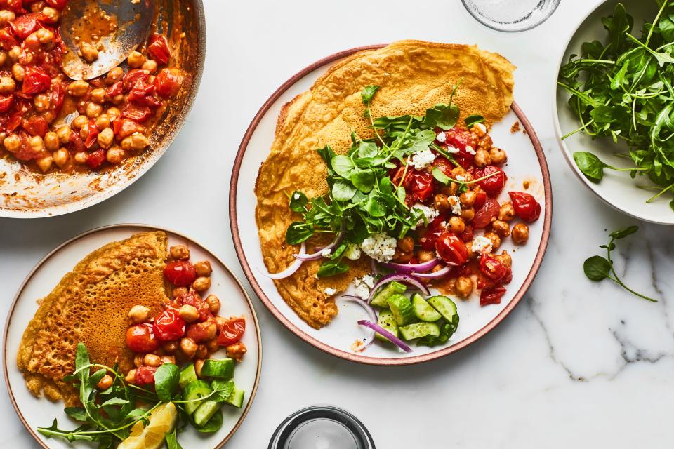 Chickpea Flatbreads With Burst Tomato Sauce