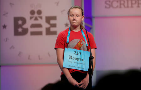 Reagan Remmers of Missoula, Montana, reacts as she is eliminated, May 30, 2018. REUTERS/Kevin Lamarque