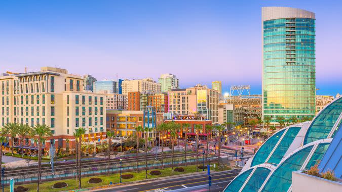 San Diego, California, cityscape at the Gaslamp Quarter.