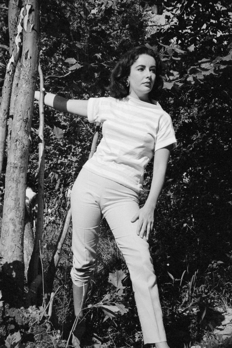 Taylor on location in Indiana for the filming of the American drama "Raintree County," 1956.&nbsp;