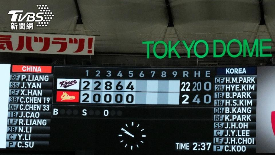南韓隊在13日晚間的賽事中，以22比2血洗中國隊，提前結束賽事。（圖／達志影像美聯社）