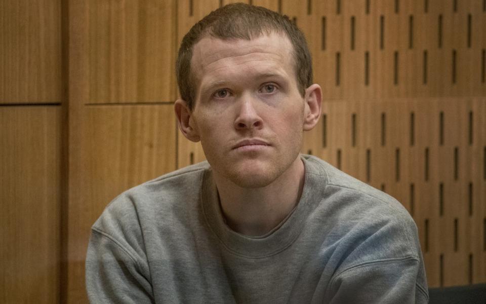 Christchurch mosque gunman Brenton Tarrant is seen during his sentencing hearing at Christchurch High Court on August 24, 2020 in Christchurch, New Zealand.