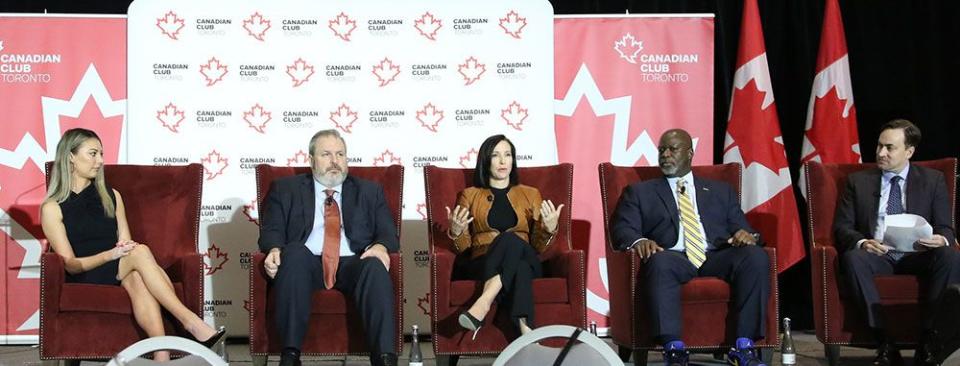  Sabrina Maddeaux, Jean-Francois Perrault, Amanda Land, Dennis Mitchell and Joe Hood at Canadian Club of Toronto’s 47th annual outlook luncheon on Jan. 10 at the Royal York Hotel in Toronto.