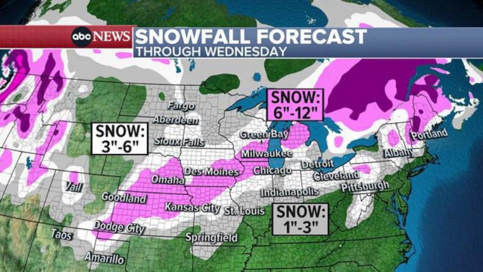 PHOTO: Snowfall Forecast Map (ABC News)