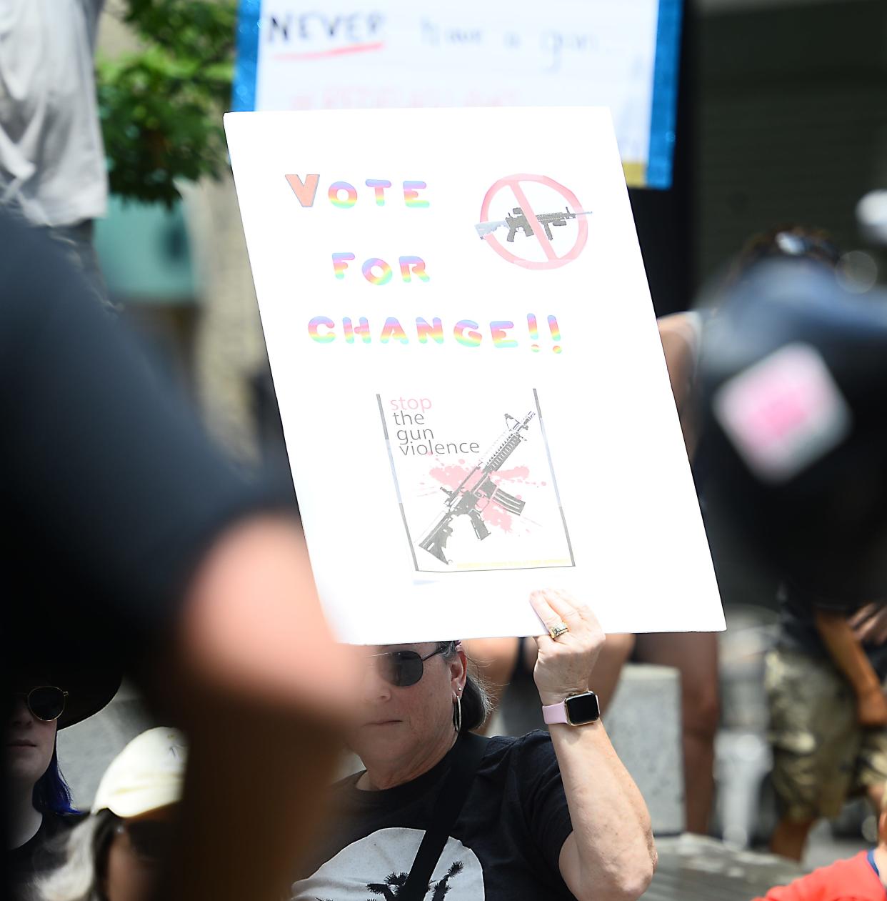 Supporters for gun control marched in downtown Greenville on June 11, 2022.