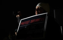 <p>Dreamers and their supporters protest outside the U.S. Capitol in Washington, D.C., Jan. 19, 2018, while lawmakers fail to negotiate a compromise legislation on the Deferred Action for Childhood Arrivals (DACA) program. (Photo: Astrid Riecken For The Washington Post via Getty Images) </p>