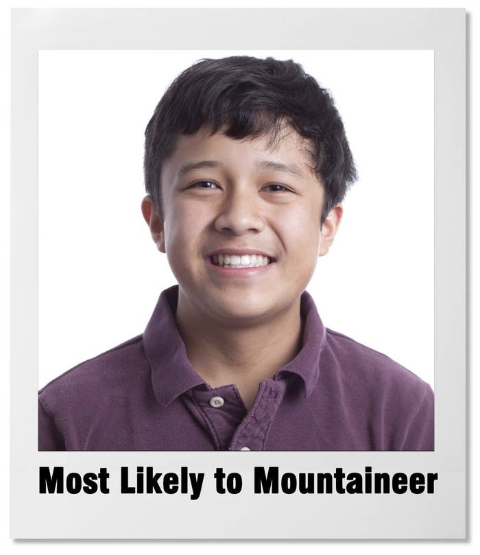 yearbook photo with text 'most likely to mountaineer'