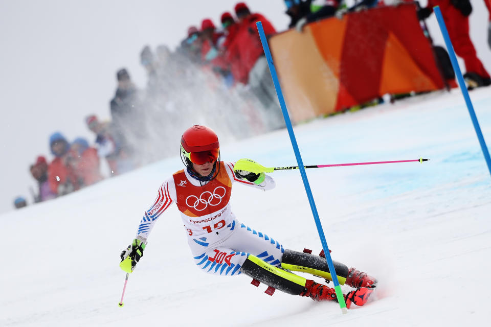 <p>Mikaela Shiffrin of the United States competes during the Ladies’ Alpine Combined on day thirteen of the PyeongChang 2018 Winter Olympic Games at Yongpyong Alpine Centre on February 22, 2018 in Pyeongchang-gun, South Korea. (Photo by Ezra Shaw/Getty Images) </p>