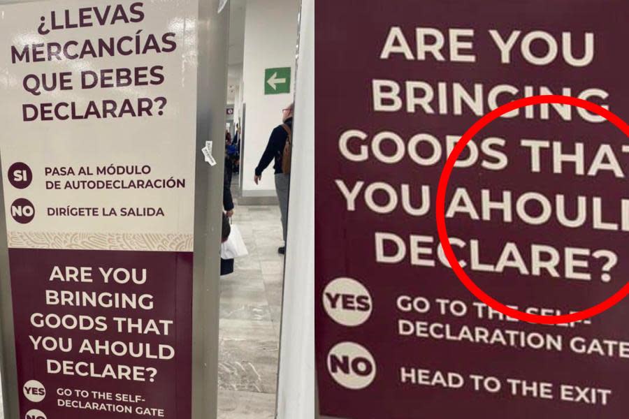 Sorprende falta de ortografía en letrero de aeropuerto en México