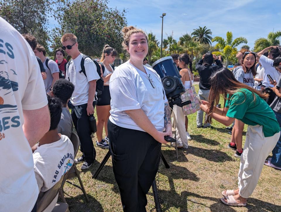 Emily Lohmann, 20, is an astronomy/astrophysics major in her junior year. She was excited for today's eclipse.