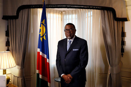 President Hage Geingob of Namibia poses for a photograph before an interview with Reuters in central London, Britain December 1, 2016. REUTERS/Stefan Wermuth