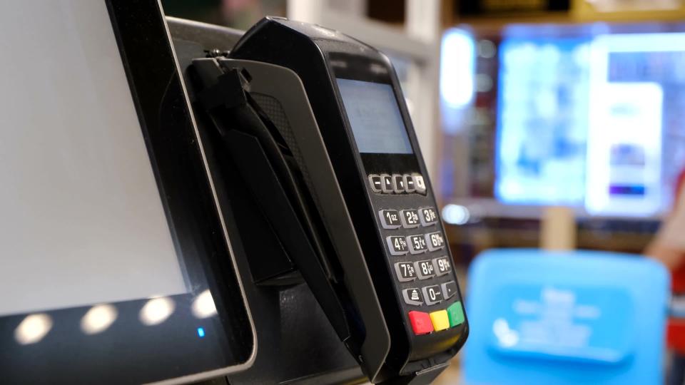 payment pin pad at a grocery store