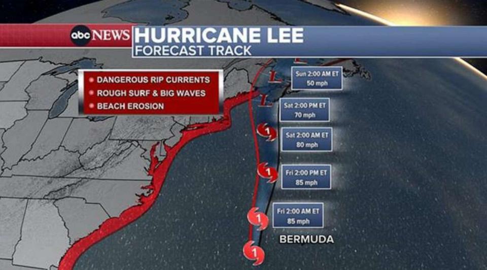 PHOTO: Hurricane Lee forecast track graphic (ABC News)