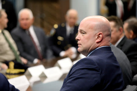 Acting Attorney General Matthew Whitaker speaks to state and local law enforcement on efforts to combat violent crime and the opioid crisis in Des Moines, Iowa, U.S., November 14, 2018. REUTERS/Scott Morgan