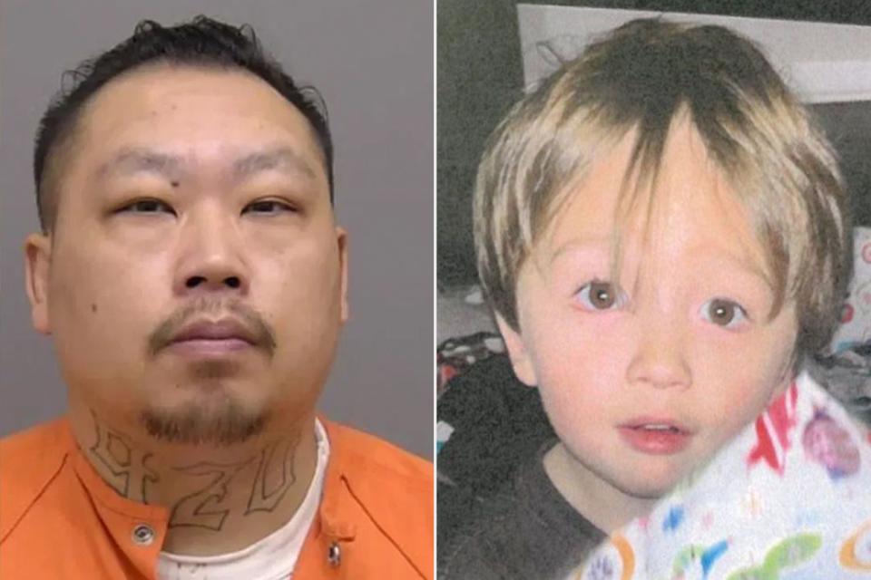 <p>Manitowoc County Jail;Two Rivers Police Department</p> Jesse Vang (L) in mugshot is charged in the case of Elijah Vue (R), 3, who has been missing since Feb. 20.