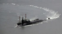 The USS Michigan, an Ohio-class nuclear-powered submarine, arrives at a naval base in Busan, South Korea, April 25, 2017. Cho Jueong-ho/Yonhap via REUTERS