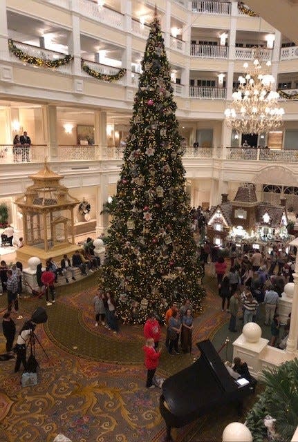 Resort-hoppers flock yearly to the Grand Floridian Resort & Spa for a peek at the decorations, from a gingerbread house to a towering tree in the expansive lobby.