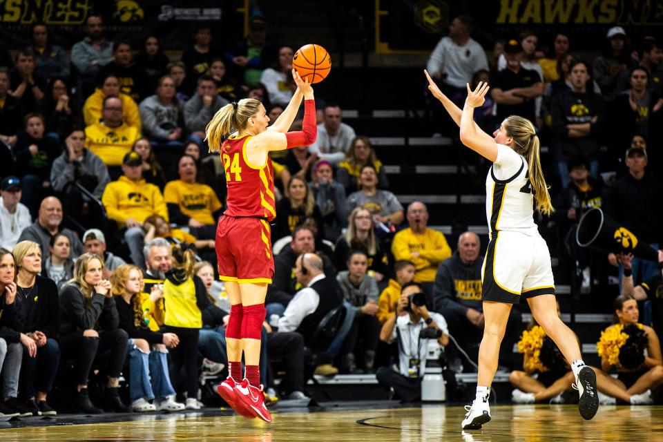 Iowa State's Ashley Joens was one of two preseason All-Americans on display Wednesday night at Carver-Hawkeye Arena.