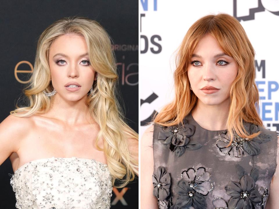 Sydney Sweeney in January 2022 and March 2022