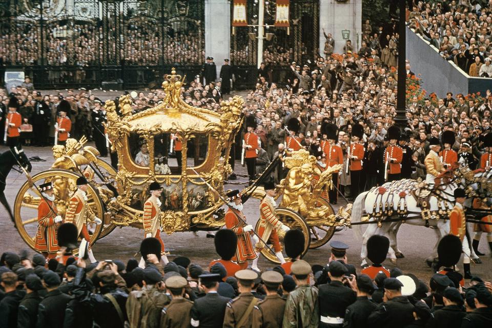 England: Queen Elizabeth, just after the crowning.