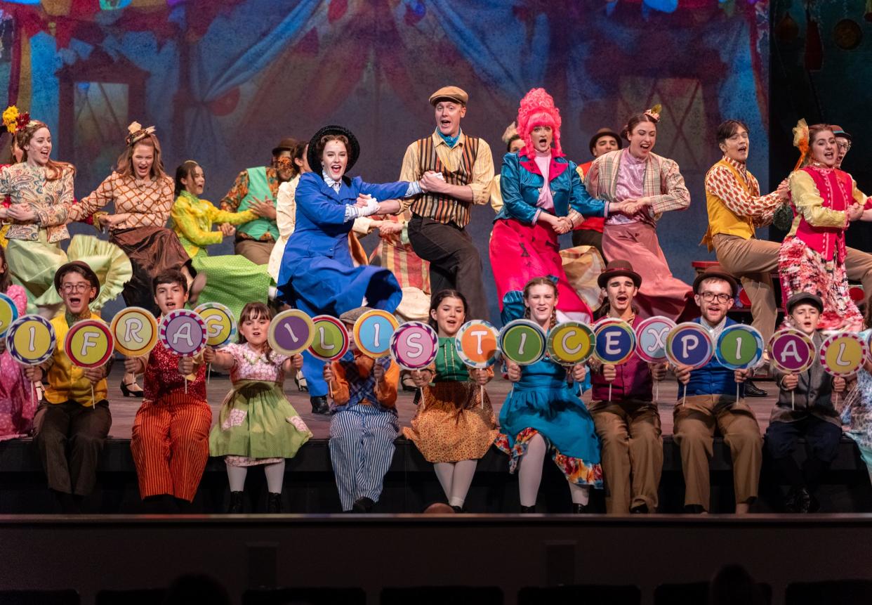 The cast of “Mary Poppins” performs “Supercalifragilisticexpialidocious.”