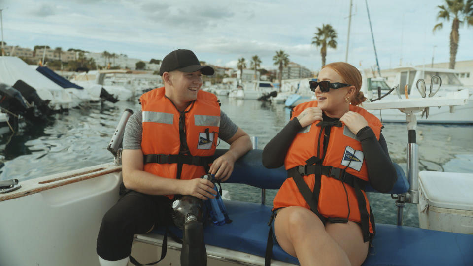 Celebrity Race Across The World's Billy and Bonny in their lifejackets