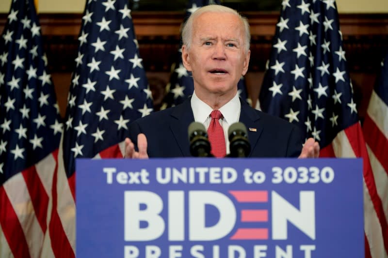 FILE PHOTO: Democratic U.S. presidential candidate Joe Biden speaks at event in Philadelphia