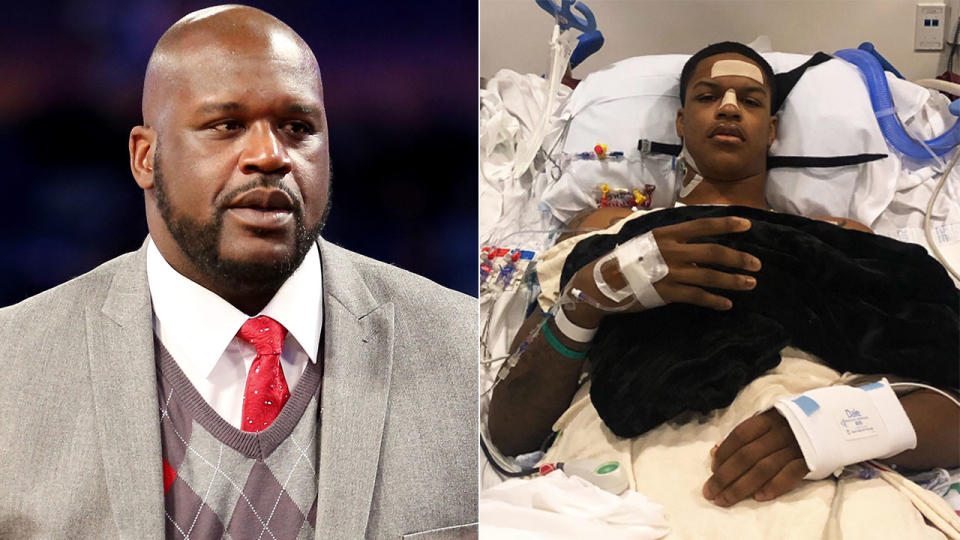 Shaq’s son Shareef is recovering after heart surgery. Pic: Getty/Twitter