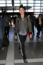 <p>Many celebrities dress for the airport like they would a red carpet knowing the paparazzi will be waiting to take their picture before boarding and upon landing. But Zendaya, for a trip from LAX to Charles de Gaulle, dressed in Adidas sweatpants, a gray T-shirt, and an olive green bomber jacket, blending in with all the other travelers wearing their best athleisure. Photographers inevitably did stop to snap and one even her if she has any advice to young girls “who think they’re ugly and stuff." <a href="https://instagram.com/p/8dEbw4pmCH/?taken-by=zendaya" rel="nofollow noopener" target="_blank" data-ylk="slk:Zendaya replied;elm:context_link;itc:0;sec:content-canvas" class="link ">Zendaya replied</a>, "Nobody’s ugly, that doesn’t exist. I say, take the time to get to know who you are, take the time to love yourself and everything will be alright.”</p><p><i>Photo: Getty Images</i><br></p>