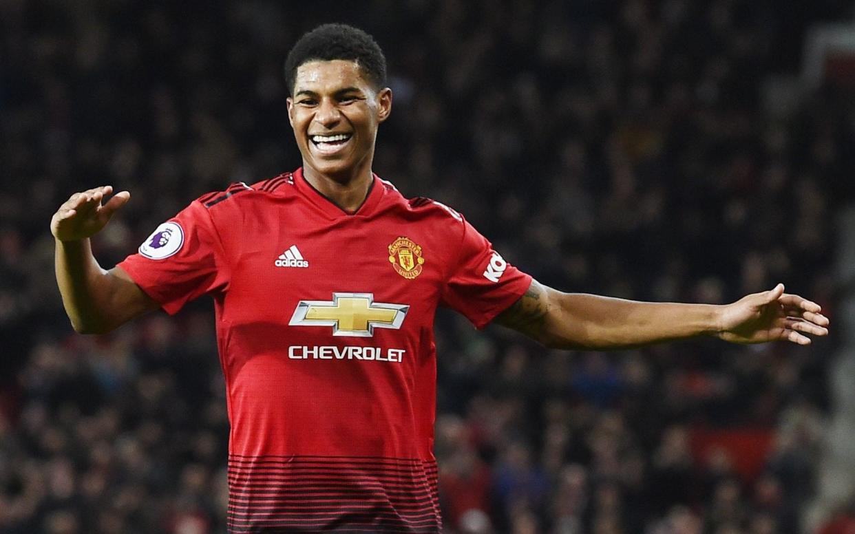 The footballer Marcus Rashford has campaigned for free school meals to be extended into half term for eligible pupils - PAUL ELLIS/AFP