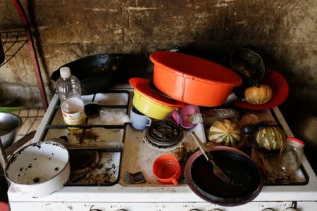 A view of the kitchen of Lideibis Bracho, who was diagnosed with chronic malnutrition, at her hovel in Paraguaipoa, Venezuela March 1, 2017. REUTERS/Marco Bello