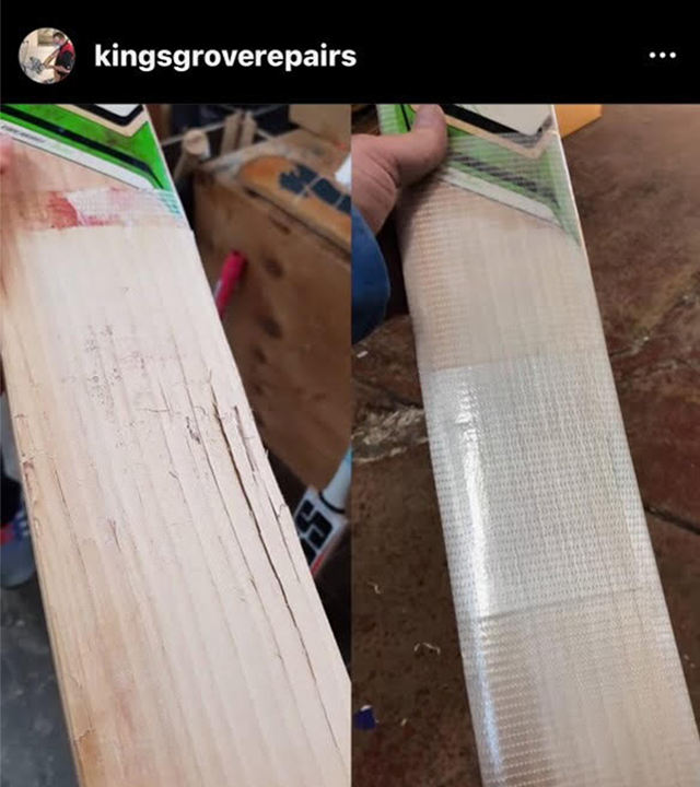 Cricket bats being repaired.